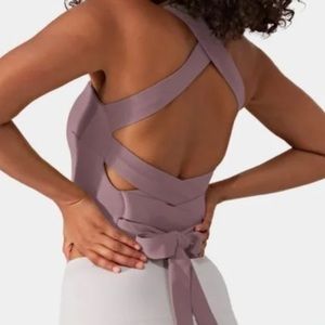 Halara Cloudful Air Backless Padded Crisscross Lace Up Cropped Tank Top